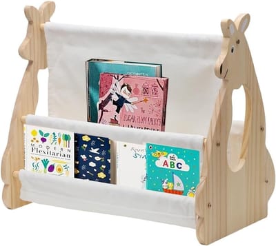 Boekenkast voor kinderen van hout, ruimtebesparend Montessori rek met afgeronde hoeken, ideaal voor babyboeken en kinderopslag