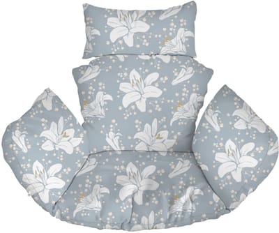 FEROCITY - Hangstoel Kussen XXL - Hangstoelkussen - Tuincocon Kussen - Schommelkussen - Polyester - Blauwe bloemen lelies