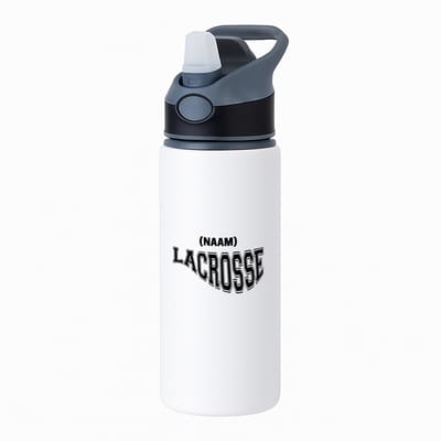 Hacebo® - Lacrosse met eigen naam waterfles met rietje zwart - Sport - Lacrosse - Sport - water fles - 650ML