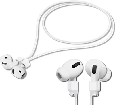 YONO Magnetische Band geschikt voor Apple Airpods - 4 3 2 1 - Pro - Siliconen Koord voor Oordopjes Draadloos - Anti Lost Strap - 80cm - Wit