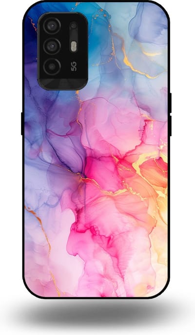 Smartphonica Telefoonhoesje geschikt voor OPPO A94 5G met marmer opdruk - TPU backcover case marble design - Regenboog geschikt voor Oppo A94 5G