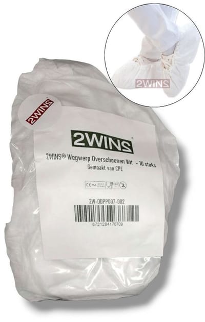 2WINS® Stevige Schoenhoesjes - Waterdicht - Schoenovertrek - Overschoenen - Shoe Cover - Wegwerp - Wit - 10 Stuks (B2)