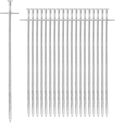 Tentharing | 20 Stuks | Ø6 x 230mm / 35mm | Stalen Staaf | Stormharing Grondpen | T-vorm
