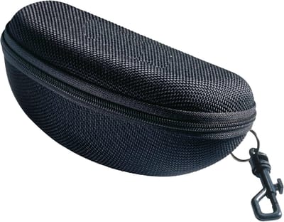 Famanu – Harde brillenkoker – Textielen etui met karabijnhaak – Zwart
