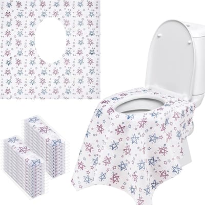 Wegwerp Toilet Brilhoezen - Potty Protectors - Reizen en Onderweg - Individueel Verpakt - 20 Stuks - Sterrenpatroon