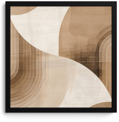 Poster in lijst - Fotolijst 40x40 cm - Posters - Retro - Geometrische lagen - Aardetinten - Posterlijst zwart - Decoratie - Wanddecoratie woonkamer - Muurdecoratie slaapkamer