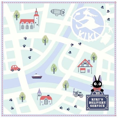 Marushin - Studio Ghibli - Kiki's Delivery Service - Mini (hand)doek City Map - 25 x 25 cm