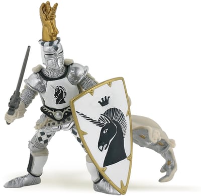 Papo - Speelfiguur - Mens - Ridder - Eenhoorn - Zilver
