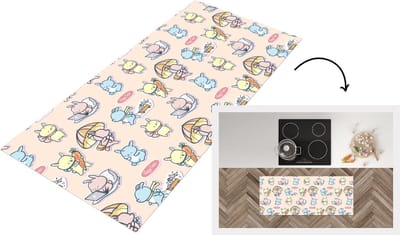 Keukenloper - Loper keuken - Patronen - Konijn - Cartoon - Pastel - Kinderen - 120x50 cm - Keukenloper vinyl