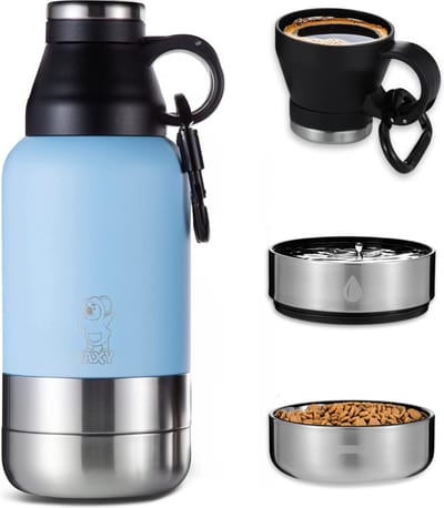 JAXY Thermosfles - Drinkfles Hond - Honden Waterfles - Honden Drinkfles - Waterfles Hond Onderweg - Travel Mug Thermosbeker - 950 ml - Blauw