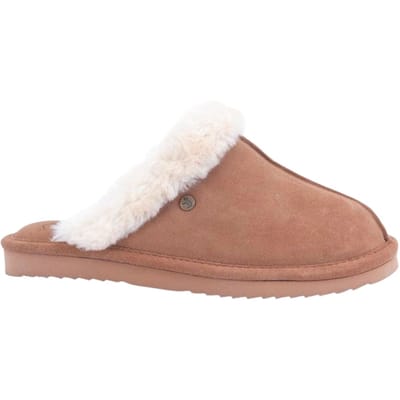 Warmbat Lismore Suede Dames Sloffen - Bruin/Wit - Maat 38