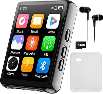 MP3 Speler met Bluetooth 5.4 - 64GB - 2.4 Inch Touchscreen - HiFi Geluid - FM Radio - Recorder - met Oordopjes