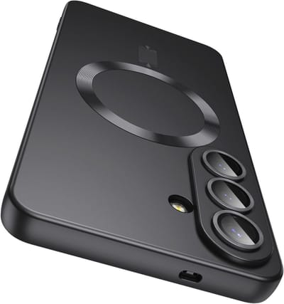 AziLine Magnetische Premium Zwart Hoes voor Galaxy S26 – Stijlvolle Bescherming met Ingebouwde MagSafe en Camera Lens Bescherming Geschikt voor Samsung Galaxy S26