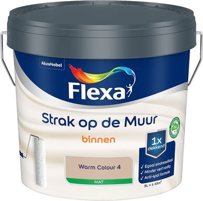 Flexa - Strak Op De Muur Binnen Mat - Warm Colour 4 - Mengverf - 5 L
