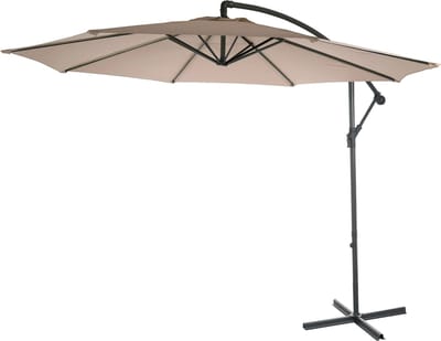 Acerra zweefparasol, parasol, Ø 3m kantelbaar, polyester/staal 11kg ~ zand-beige zonder voet