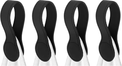 SnelShoppen - Magnetische Handdoekhouder Leer Magnetische Clips zonder Boren voor Badkamer Radiatoren en Keuken Zwart - 4 Stuks voor Kinderwagens en Z