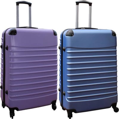 Travelerz kofferset 2 delig ABS groot - met cijferslot - 95 liter - licht blauw - lila