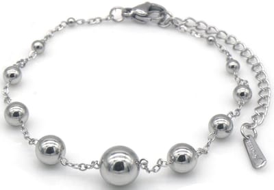 RVS bolletjes armband 16-21 cm – zilverkleurig – dames