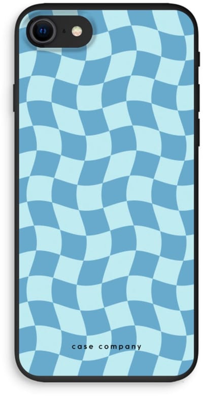 Case Company® - Hoesje geschikt voor iPhone SE 2020 hoesje - Grid Blauw - Biologisch Afbreekbaar Telefoonhoesje - Bescherming alle Kanten en Schermrand