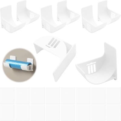 Afvalzakhouders - Rolhouders Organizer - Keuken Opruimen - Zelfklevend Gedeeld - 4 Paar Wit - Wit