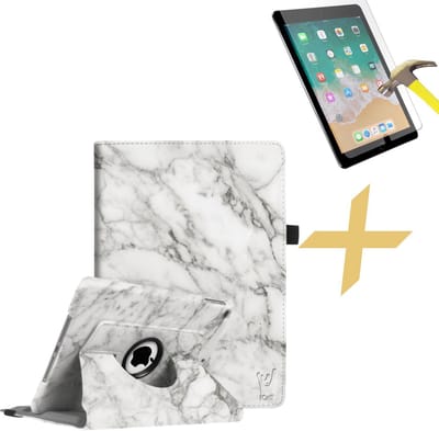 Hoes + Screenprotector geschikt voor Apple iPad Air 10.5 (2019) / Pro 10.5 (2017) - Book Case 360 Graden Draaibare Cover - Marmer