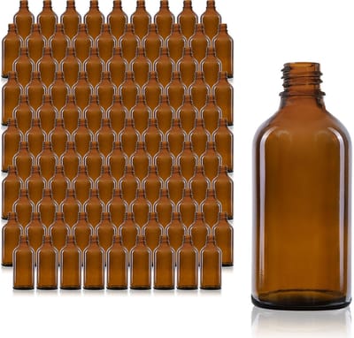 Oputec 105 x 50 ml bruine glazen flessen – GL18-schroefdraad – UV-bescherming, vaatwasmachinebestendig – zonder opzetstuk