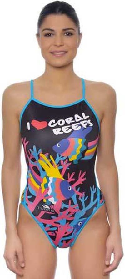 Turbo Coral Reeps Zwemkleding Zwart 3XL Vrouw