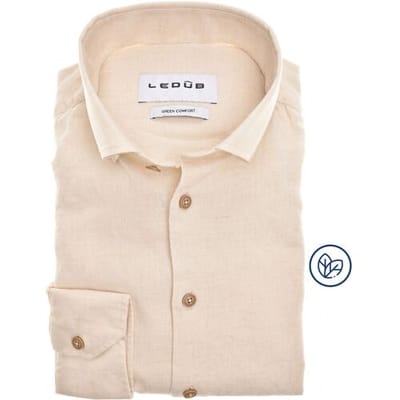 Ledûb Overhemd Uni Color Linnen Cotton Button-Down Zand / male
