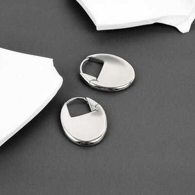 925 Sterling Zilver Ovale Hoepeloorbellen voor Dames Franse Creatieve Gouden Zilveren Oorbellen Sieraden Nieuw black