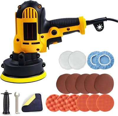 AHD® Polijstmachine - Poetsmachine - Polijstschijven - Polijstpads - Zwart en Geel - 28cm x 24cm x 14cm
