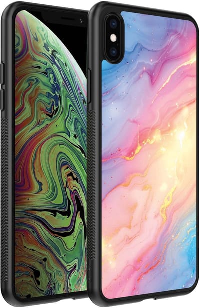 Smartphonica Telefoonhoesje Geschikt voor iPhone X/Xs met Regenboog Glitter Marmer Opdruk - TPU Backcover Case Rainbow Glitter Marble Design geschikt voor Apple iPhone X/10;Apple iPhone Xs