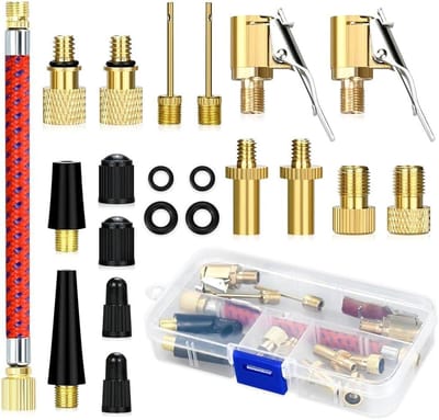 Fietsventieladapterset - Ventiel adapters - Banden Oppompen - Messing Materiaal - 21 Delig - Goud