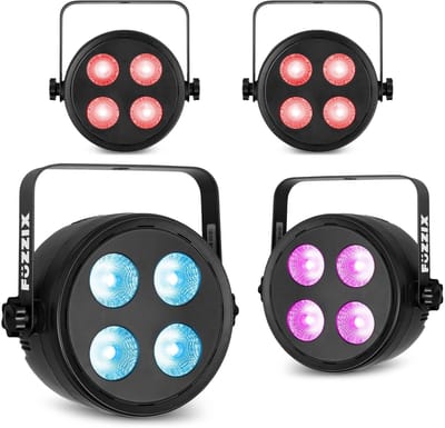 Fuzzix set van 4 PLF20 Party LED parren - 4x 12W RGBAW LED’s - Met DMX - Inclusief afstandsbediening