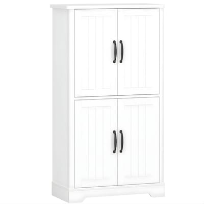 Badkamerkast – Voor Badkamer – Staande Opbergkast met 4 Deuren en Verstelbare Planken – Wit