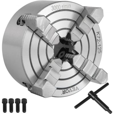 VEVOR K72-125 draaibankklauw 5 inch 4-klauw, draaibankklauw onafhankelijke omkeerbare klauw, metalen draaibankklauw draaibankaccessoires, voor draaibanken