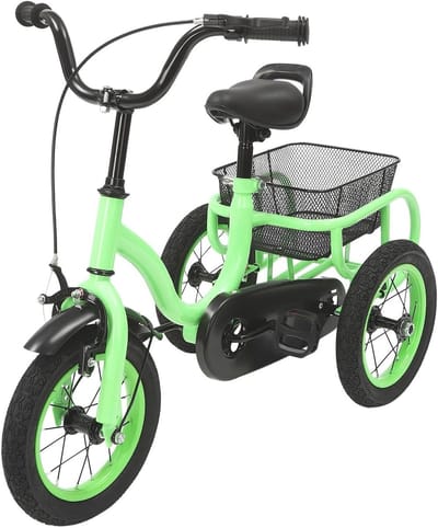 Kinder Driewieler - Driewieler Kinderen - Buiten Spelen - Verstelbaar Zadel Stuur - 12 Inch Wielen - Lichtgroen