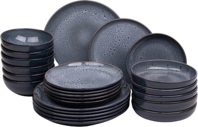 Kade 171 Amadora serviesset 24-delig 6 personen - Portugees stoneware blauw met aqua