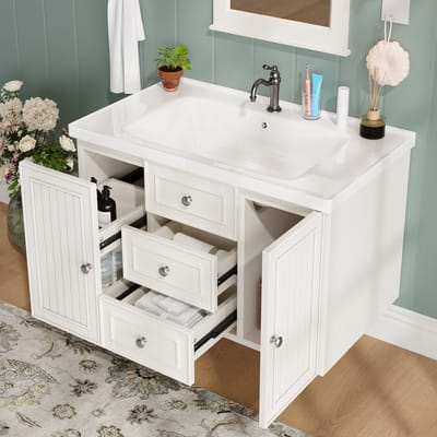 Badkamermeubel - 78,5×46×46,8 cm - Hangend Waschtischunterschrank Met 3 Laden - Veel Stauraum - MDF - Wit
