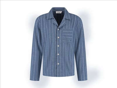Yumeko pyjamashirt heren flanel denim blauw/wit stripe m
