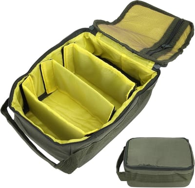 Draagbare Vissers Tas met Dubbele Rits, 4-Laags Polyester Vissers Bagage voor Visspullen en Accessoires