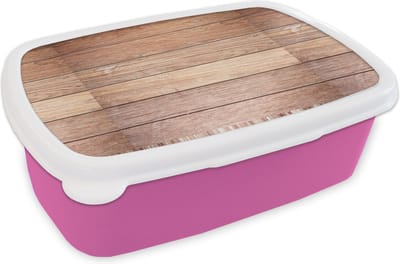 Broodtrommel Roze - Lunchbox - Brooddoos - Eikenhout - Planken - Patronen - 18x12x6 cm - Kinderen - Meisje