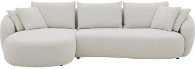 Goossens Ava Hoekbank - Stof - Beige - 334 x 83 x 175 cm - Links