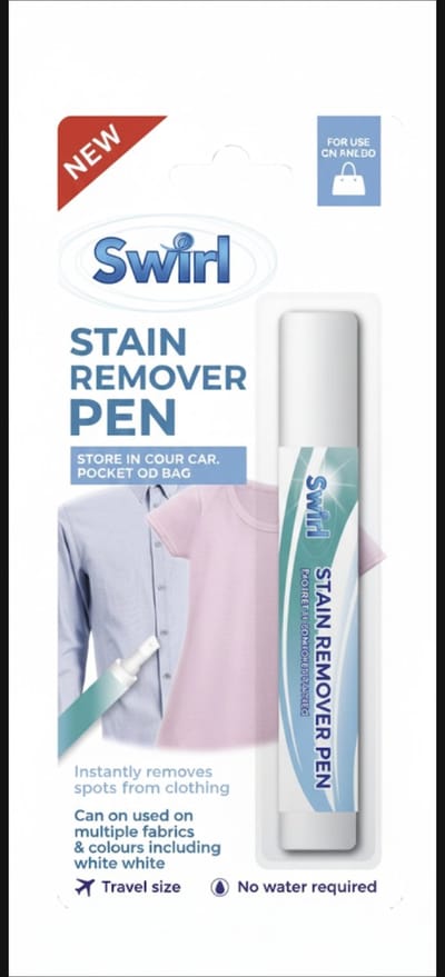 Swirl Stain Remover Pen – Vlekverwijderingspen voor Onderweg – Geschikt voor Meerdere Stoffen & Kleuren – Reis formaat – Geen Water Nodig