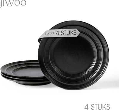 Dinerborden set van 4 (Ø21,4cm / 8,5inch), Ontbijtborden, Pastaborden, Pizzaborden, serviesset 4 persoons, Geschikt voor restaurants, hotels, banketten, familiefeesten, en picknicks, Magnetron-vaatwasserbestendig, Keramiek