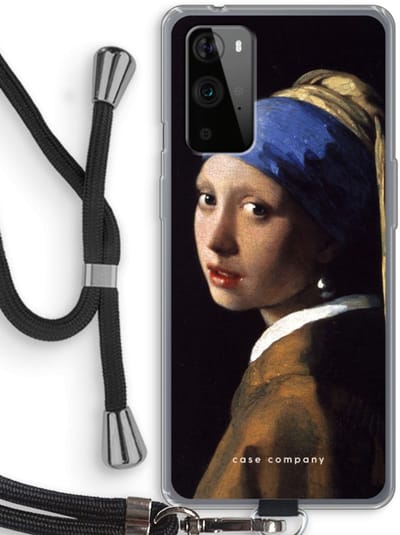 Case Company® - Hoesje met koord geschikt voor OnePlus 9 Pro hoesje met Koord - The Pearl Earring - Telefoonhoesje met Zwart Koord - Bescherming aan alle Kanten en Over de Schermrand