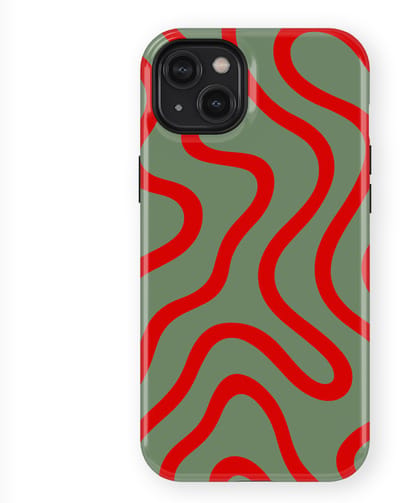DripCase Curvy Lines Hoesje geschikt voor iPhone 14 Plus | Backcover met Mag | Design Tough Case geschikt voor iPhone 14 Plus Crimson Terrain
