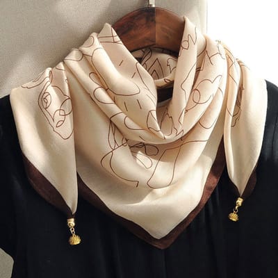 Magnetische sluiting doekjes - 70cm - katoen-linnen halsdoekjes - comfortabele nekwarmer - elegant en veelzijdig te combineren - ook te gebruiken als blouse, sjaal of decoratieve accessoire -Katoen linnen handdoek - korte pen schilderij abrikel