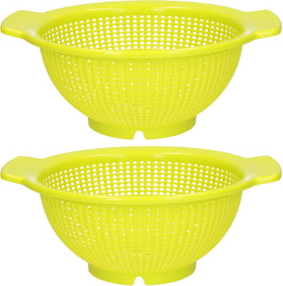 Plasticforte Keuken vergiet/zeef - 2x - kunststof - Dia 23 cm x Hoogte 10 cm - groen