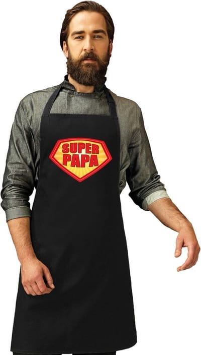 Barbecueschort Super papa zwart heren - Barbecue schort