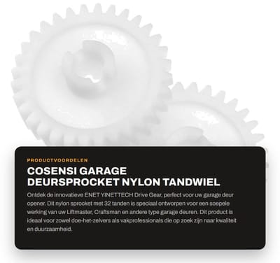 Dailygoods - Garage Deursprocket - Nylon Tandwiel - 32 Tanden - Duurzaam en Betrouwbaar - Onderdeel voor Garage Deuren - Geschikt voor Liftmaster en C...